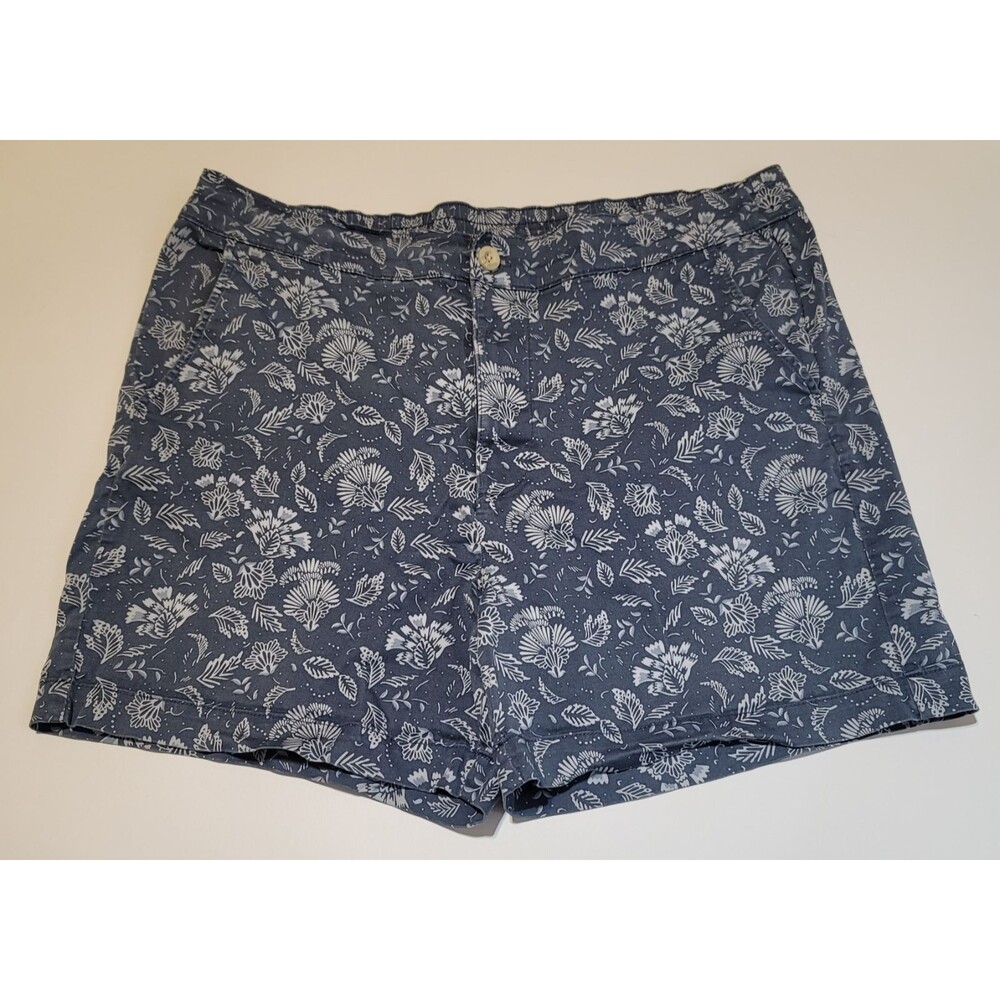 Jachs Girlfriend New York Floral Shorts XXL Blue White Chino Soft Cotton Blend